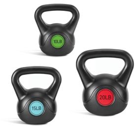 Hard Kettlebell Set, HDPE Coated Concrete Kettlebells, Multiple Weights, Wide Handle & Bottom, Workout Equipment For Home Gym And Outdoor (Option: 45)
