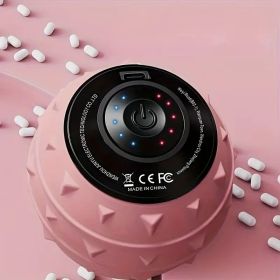 Rechargeable High Intensity Vibration Massage Ball for Muscle and Fitness, Electric Fascia Release for Neck, Back and Feet, USB Charging (Color: Pink)