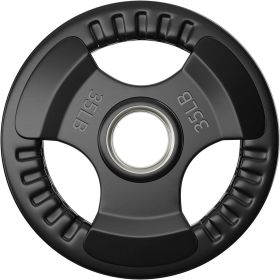 Rubber Coated Weight Plates in Pairs or Single for Strength Training Weightlifting and Bodybuilding Black 4 Size Options (Color: BLACK, Weight: 35LB)