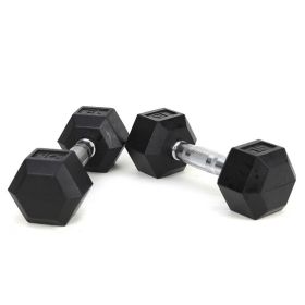 HDRS Rubber Coated Dumbbell with Contoured Chrome Handle (Weights Available: 15LB, Color: BLACK)